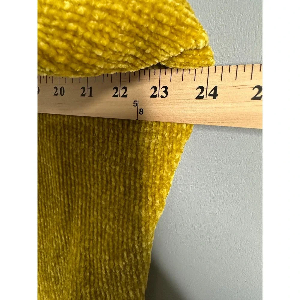 EXPRESS Mustard Yellow Women's Chenille V Neck 3/4 Sleeve‎ Sweater Top M